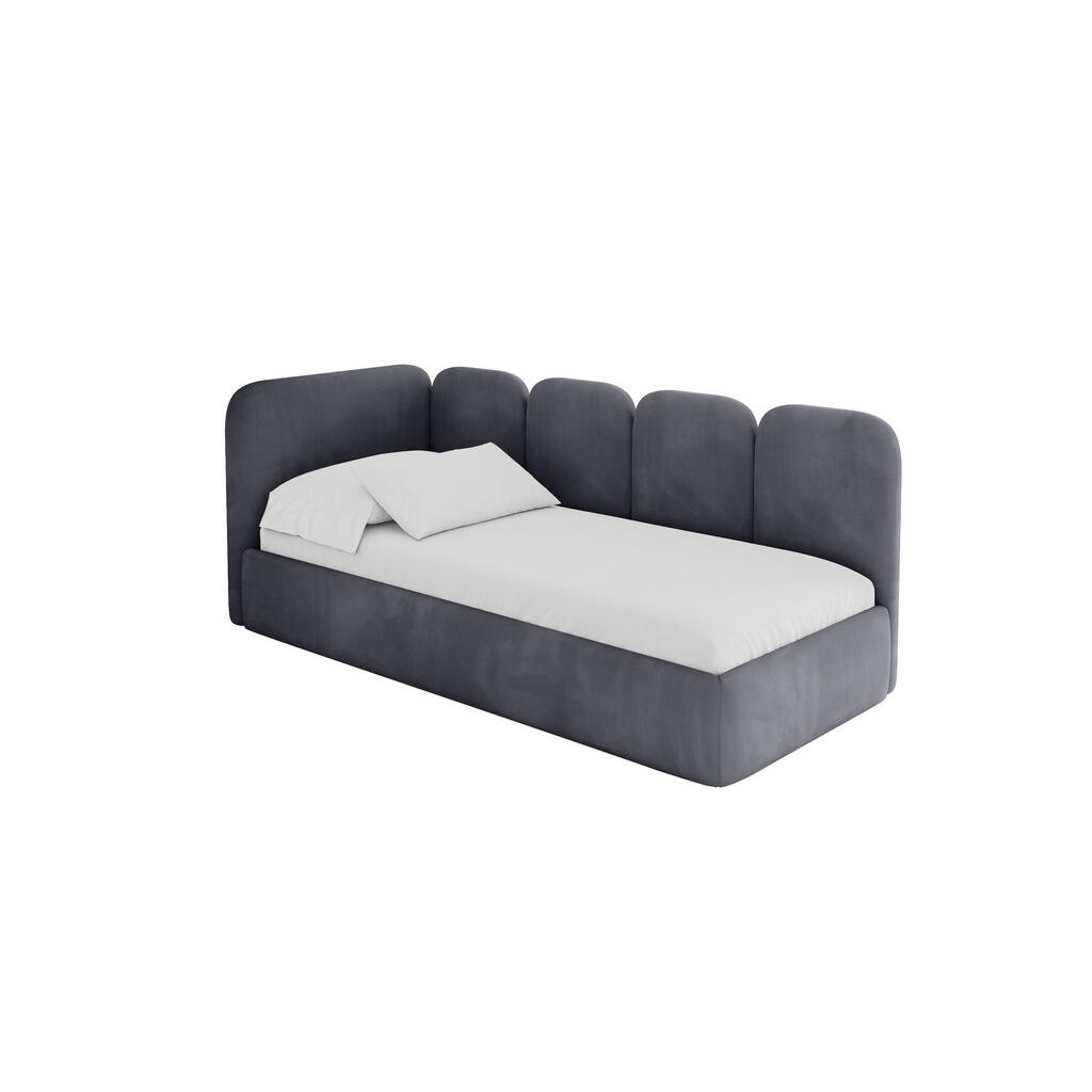 ALTDECOR JEDNOLŮŽKOVÁ POSTEL pro mládež s úložným prostorem a matrací H3/H4, vpravo - VELY 100x200 tmavě šedá