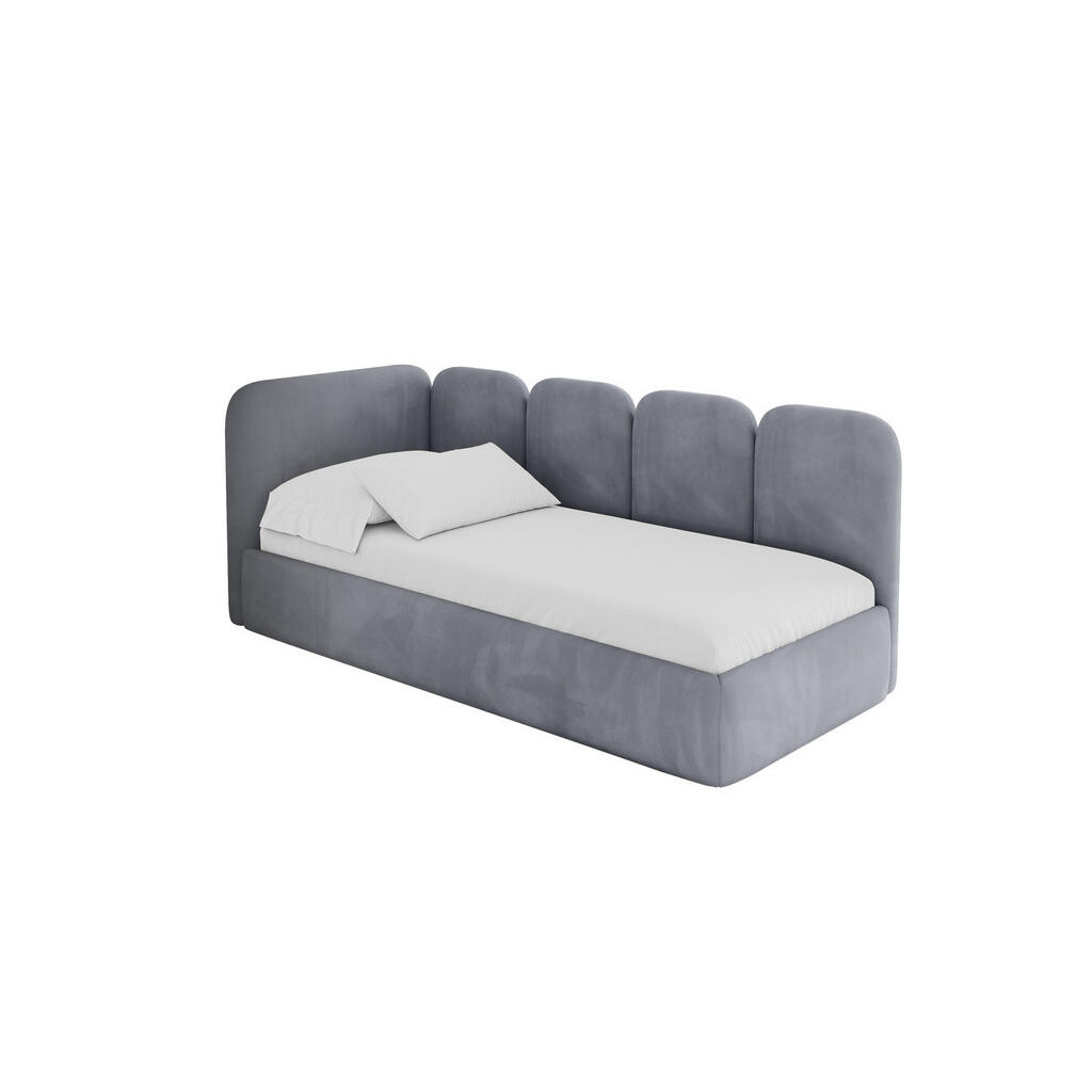ALTDECOR JEDNOLŮŽKOVÁ POSTEL pro mládež s úložným prostorem a matrací H3/H4, vpravo - VELY 90x200 šedá