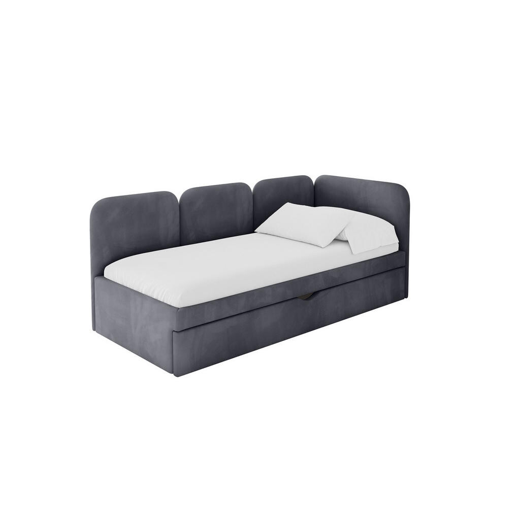 ALTDECOR JEDNOLŮŽKOVÁ POSTEL pro mládež s úložným prostorem a matrací H3/H4, vlevo - ALVY 90x200 tmavě šedá