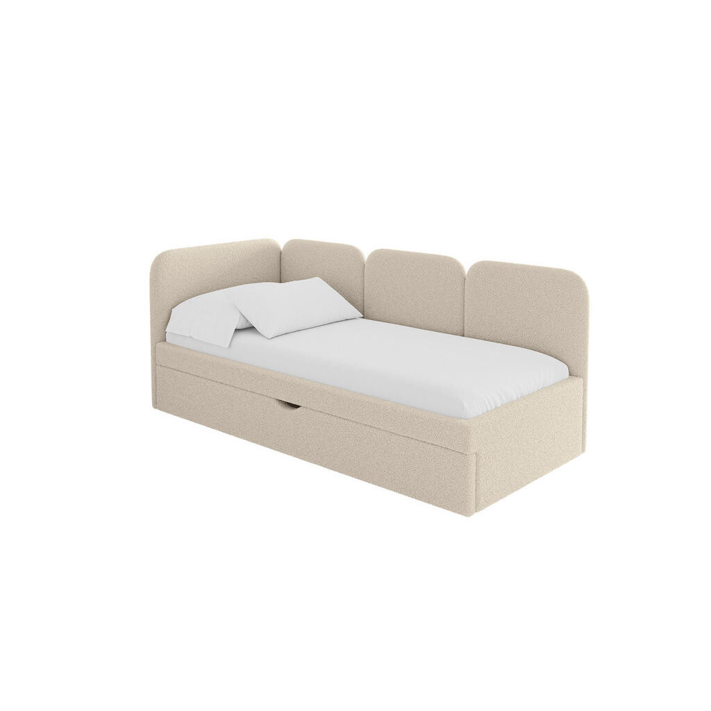 ALTDECOR JEDNOLŮŽKOVÁ POSTEL pro mládež s úložným prostorem a matrací H3/H4, vpravo - ALVY 100x200 tmavě béžová
