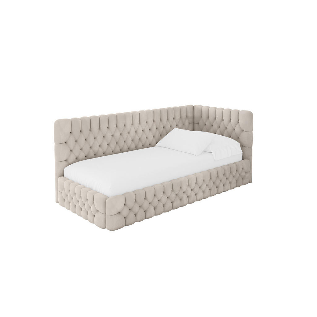 ALTDECOR JEDNOLŮŽKOVÁ POSTEL pro mládež s úložným prostorem a matrací H3/H4, vlevo - MULY 90x200 béžová