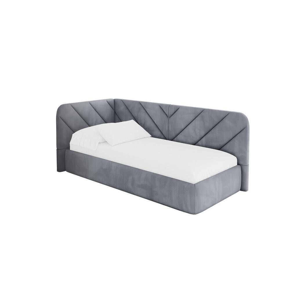 ALTDECOR JEDNOLŮŽKOVÁ POSTEL pro mládež s úložným prostorem a matrací H3/H4, vpravo - FIKY 100x200 šedá
