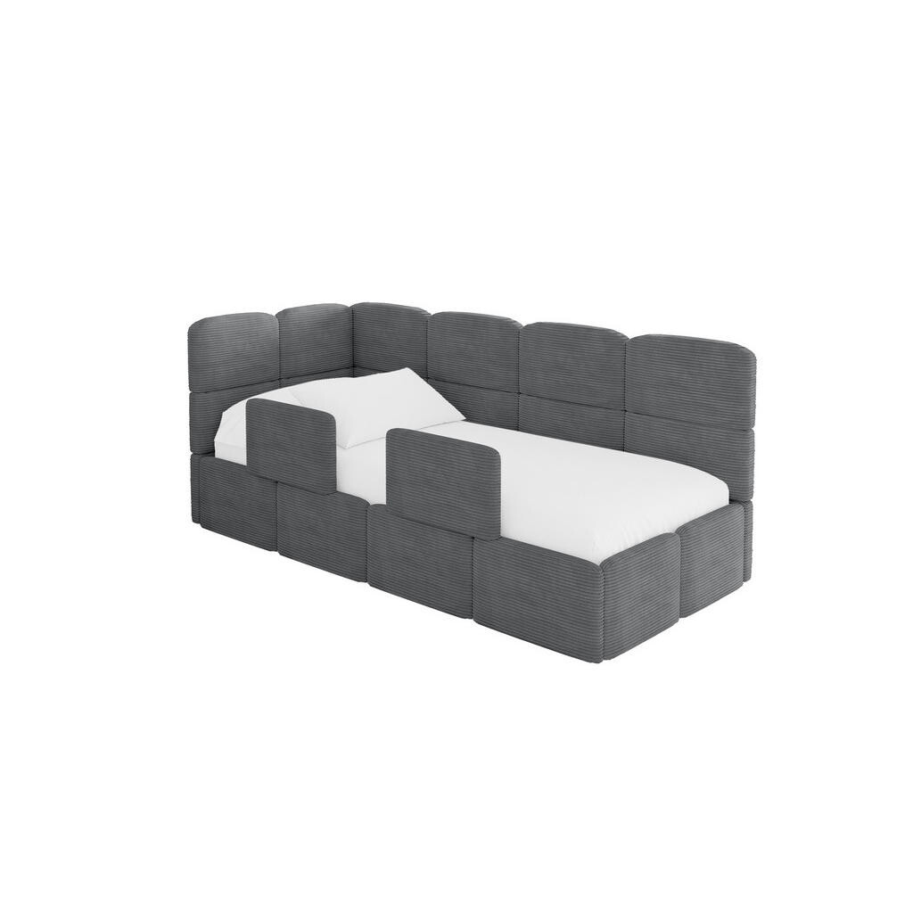 ALTDECOR JEDNOLŮŽKOVÁ POSTEL pro mládež s úložným prostorem, vpravo - KIVY 100x200 tmavě šedá