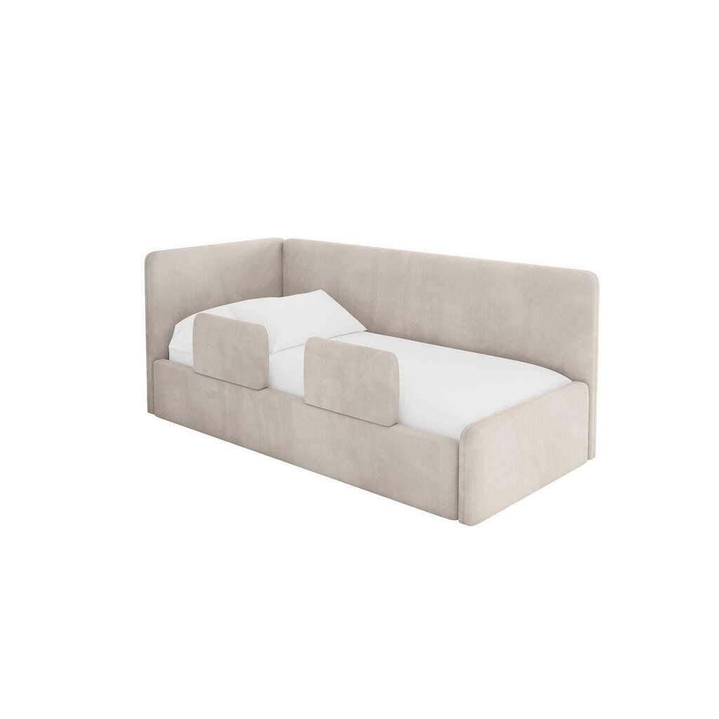 ALTDECOR JEDNOLŮŽKOVÁ POSTEL pro mládež s úložným prostorem a matrací H3/H4, vpravo - NORY 90x200 béžová