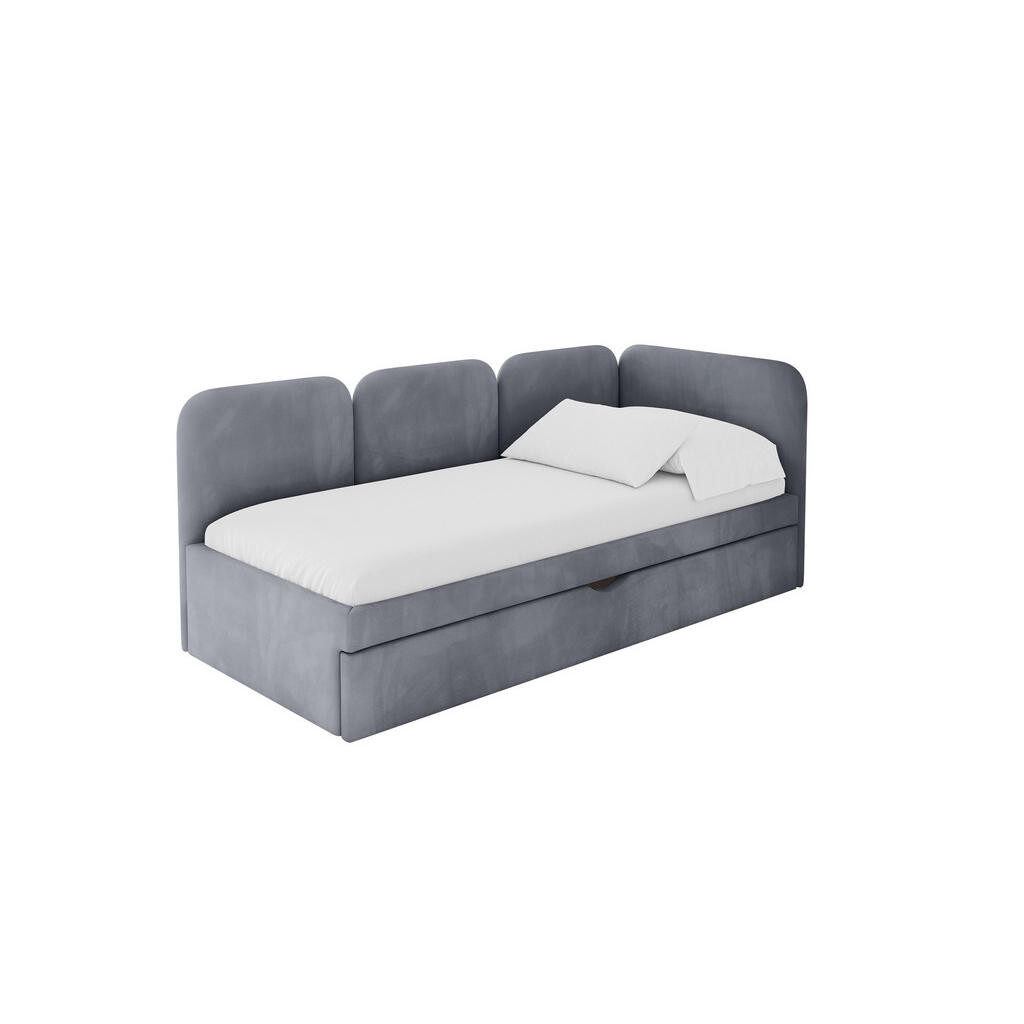 ALTDECOR JEDNOLŮŽKOVÁ POSTEL pro mládež s úložným prostorem a matrací H3/H4, vlevo - ALVY 100x200 šedá