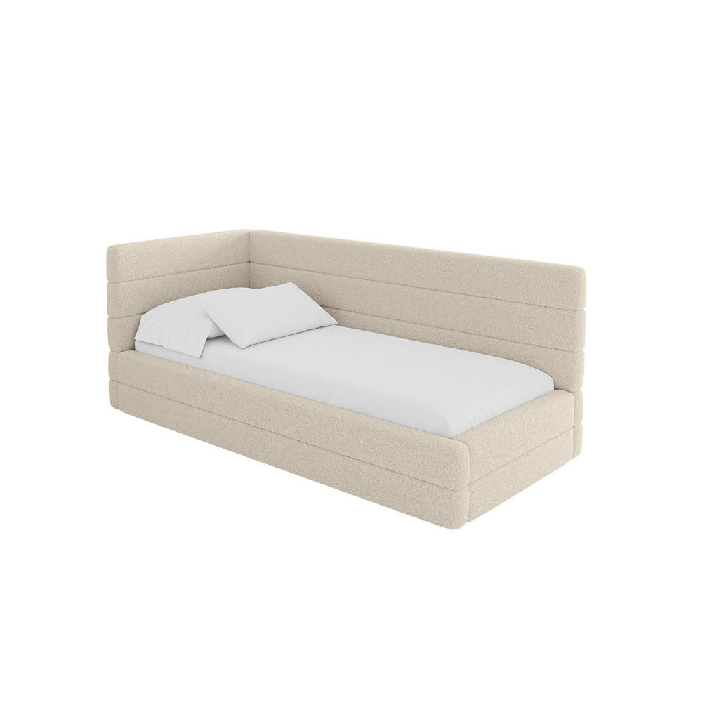 ALTDECOR JEDNOLŮŽKOVÁ POSTEL pro mládež s úložným prostorem a matrací H3/H4, vpravo - BEMY 100x200 tmavě béžová