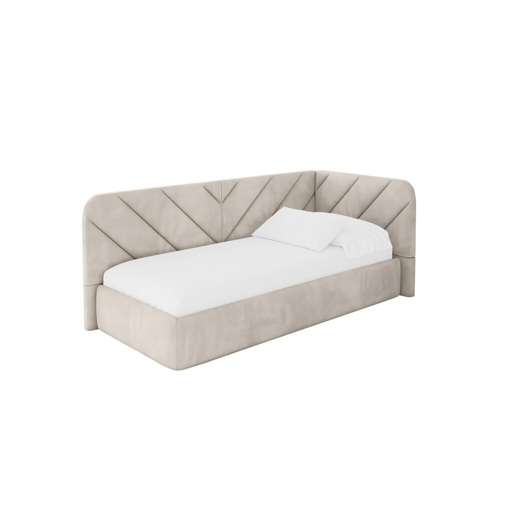 ALTDECOR JEDNOLŮŽKOVÁ POSTEL pro mládež s úložným prostorem a matrací H3/H4, vlevo - FIKY 100x200 béžová