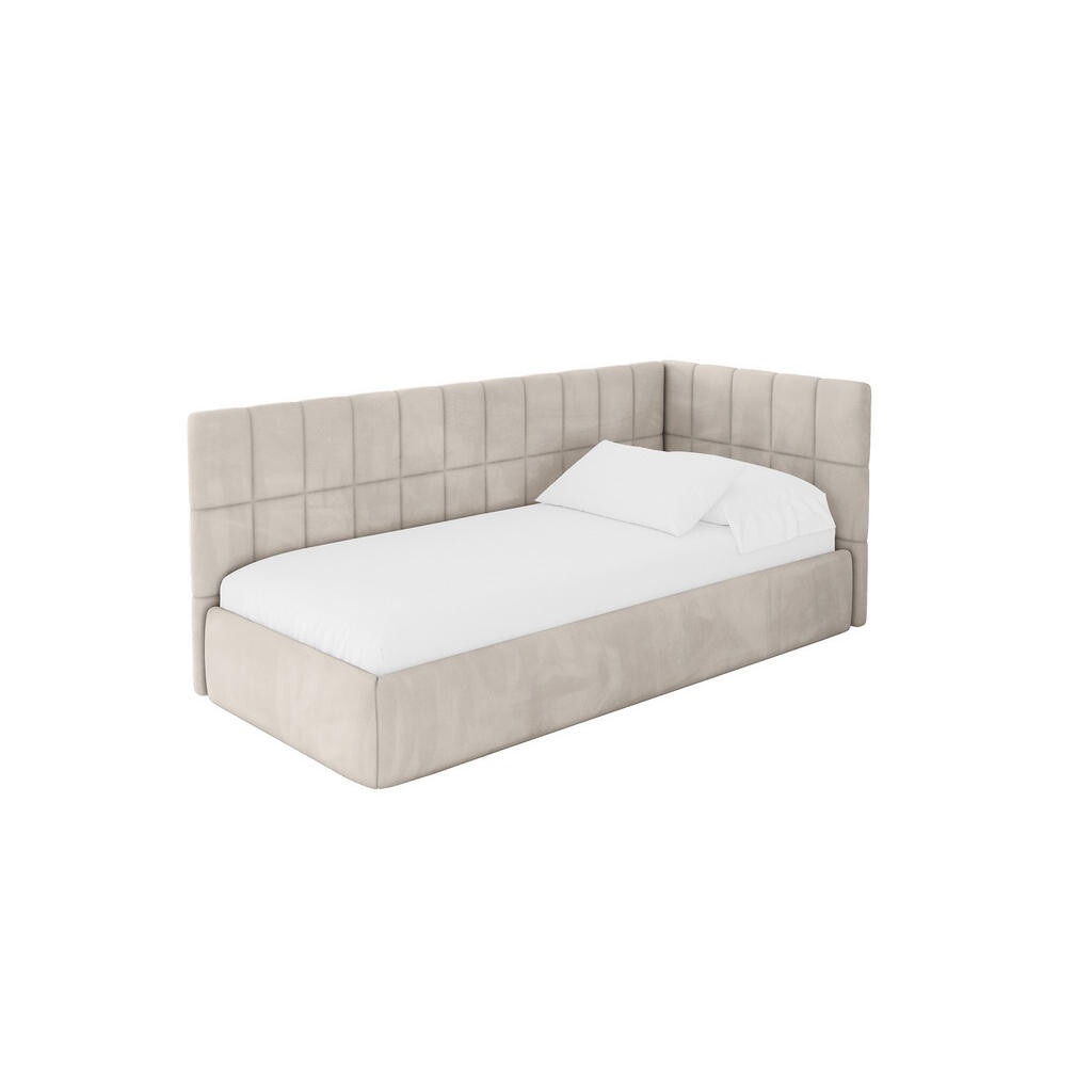 ALTDECOR JEDNOLŮŽKOVÁ POSTEL pro mládež s úložným prostorem a matrací H3/H4, vlevo - TULY 90x200 béžová