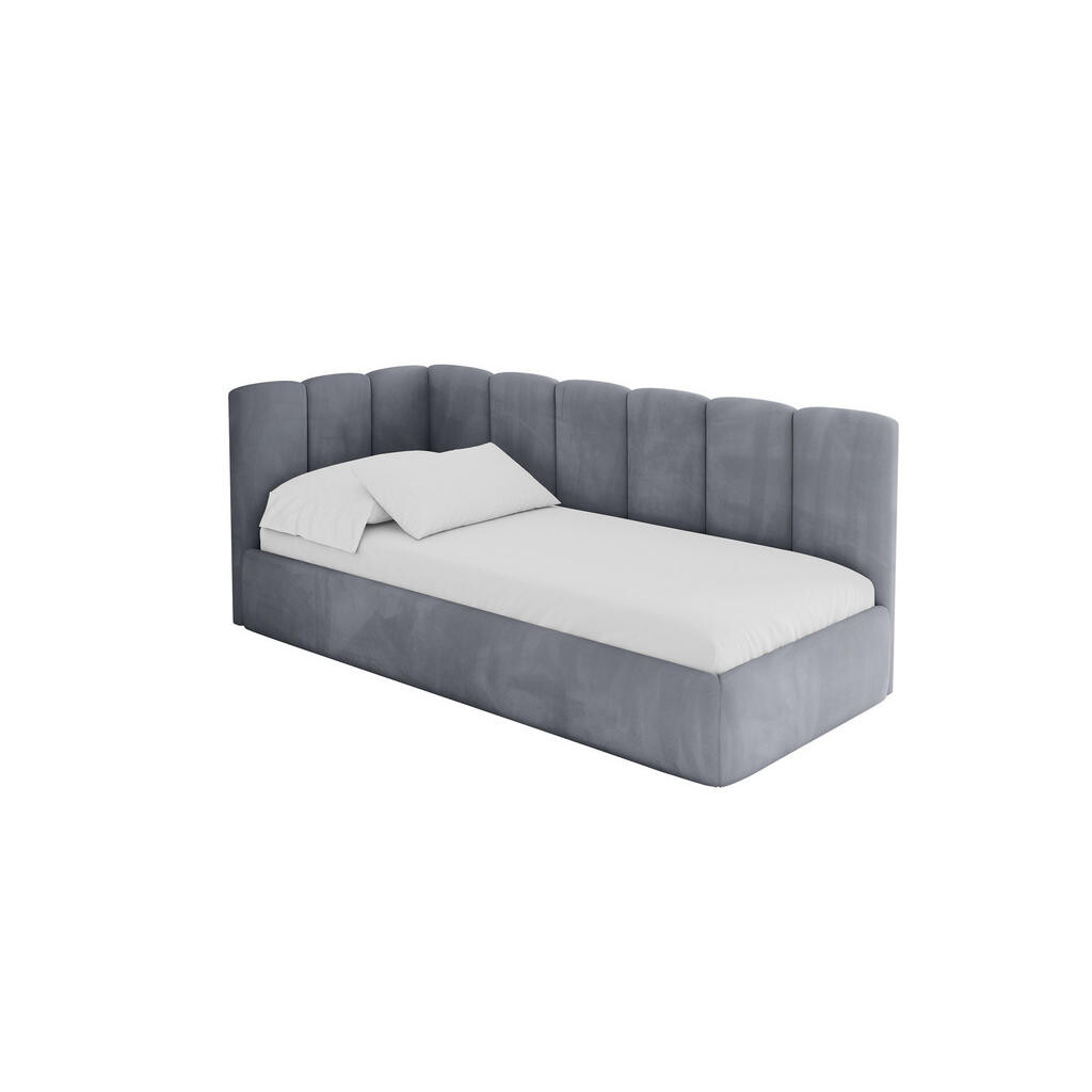 ALTDECOR JEDNOLŮŽKOVÁ POSTEL pro mládež s úložným prostorem a matrací H3/H4, vpravo - DEXY 100x200 šedá