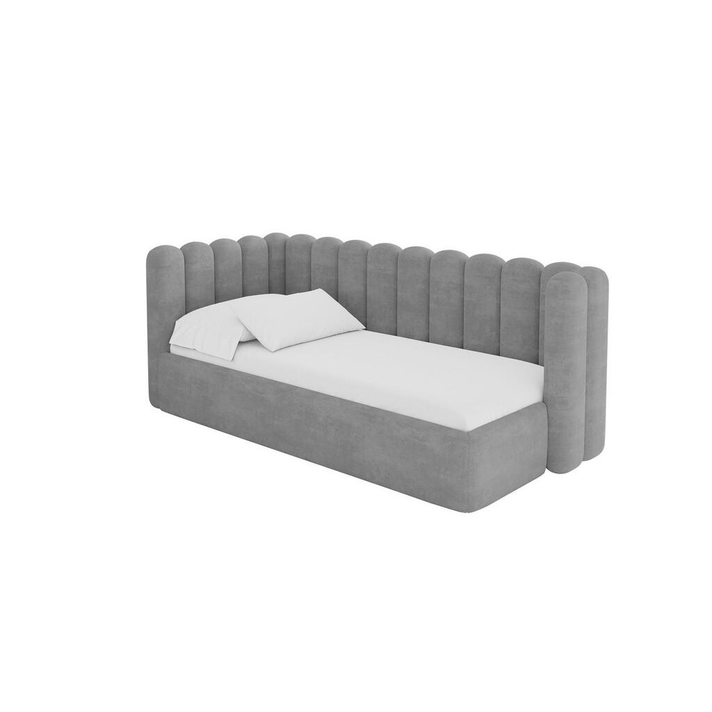 ALTDECOR JEDNOLŮŽKOVÁ POSTEL pro mládež s úložným prostorem, vpravo - HUGY 100x200 šedá
