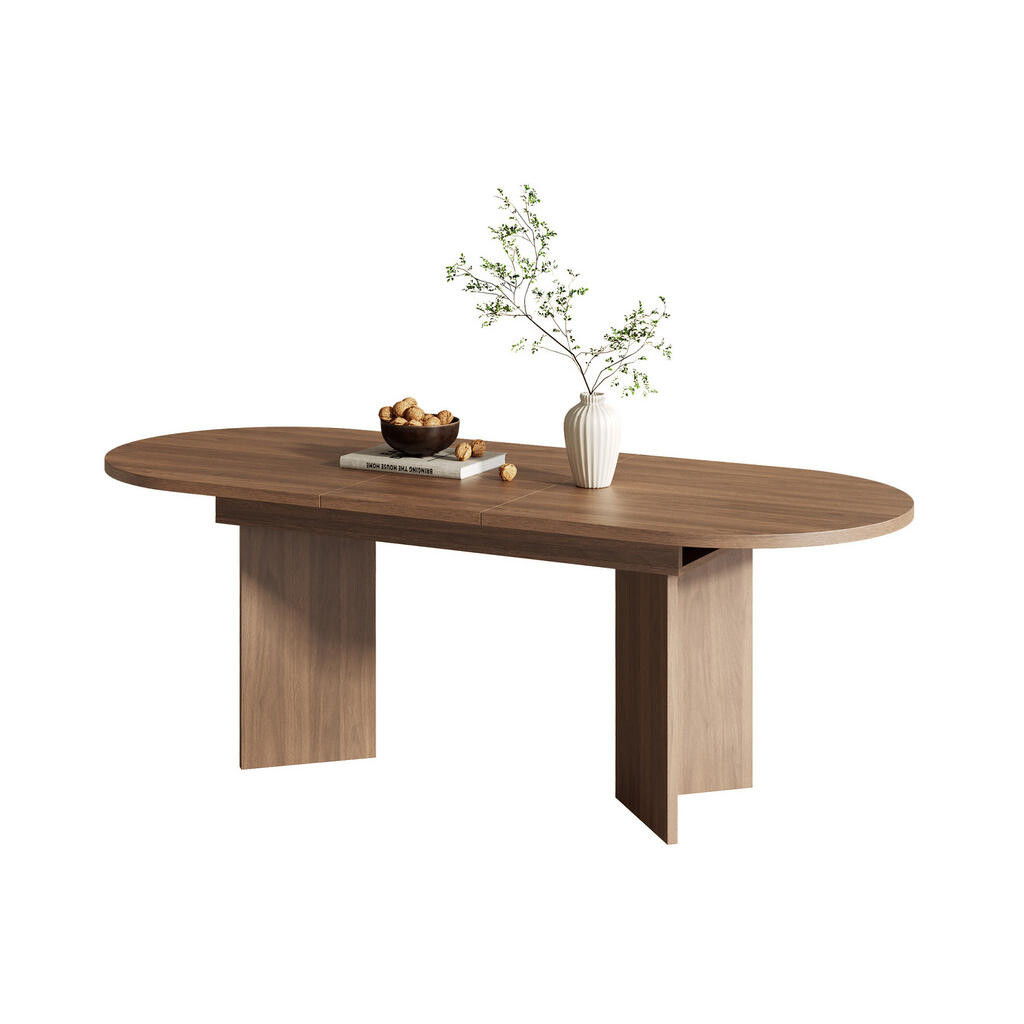 OKWISH JÍDELNÍ stůl 140/180 x 90 cm ořechová z MDF rozkládací se zaoblenými rohy