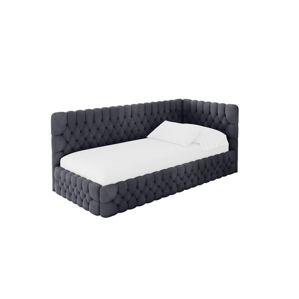 ALTDECOR JEDNOLŮŽKOVÁ POSTEL pro mládež s úložným prostorem a matrací H3/H4, vlevo - MULY 80x200 tmavě šedá