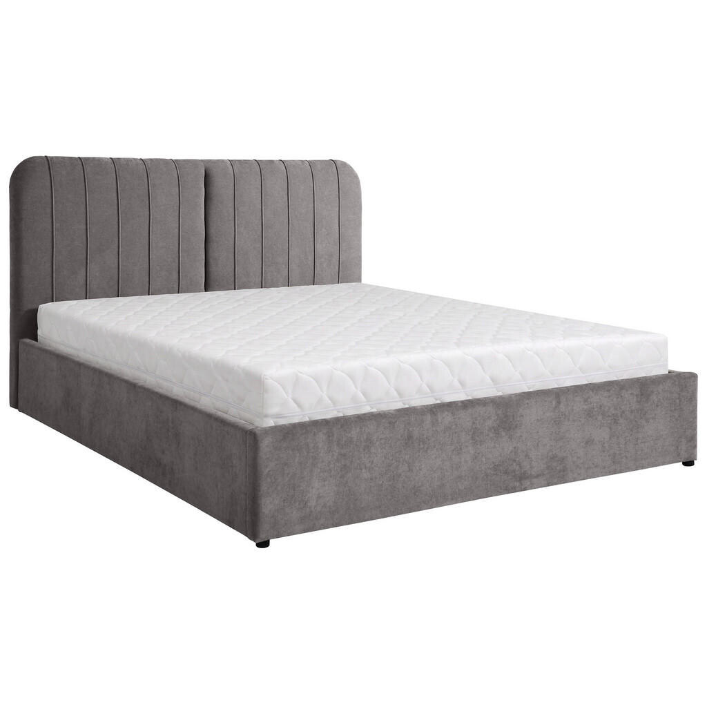 Beautysofa ČALOUNĚNÁ POSTEL Livre s taštičkovou matrací 26 cm, s úložným prostorem, 160x200 cm, žinylková látka, tmavě šedá