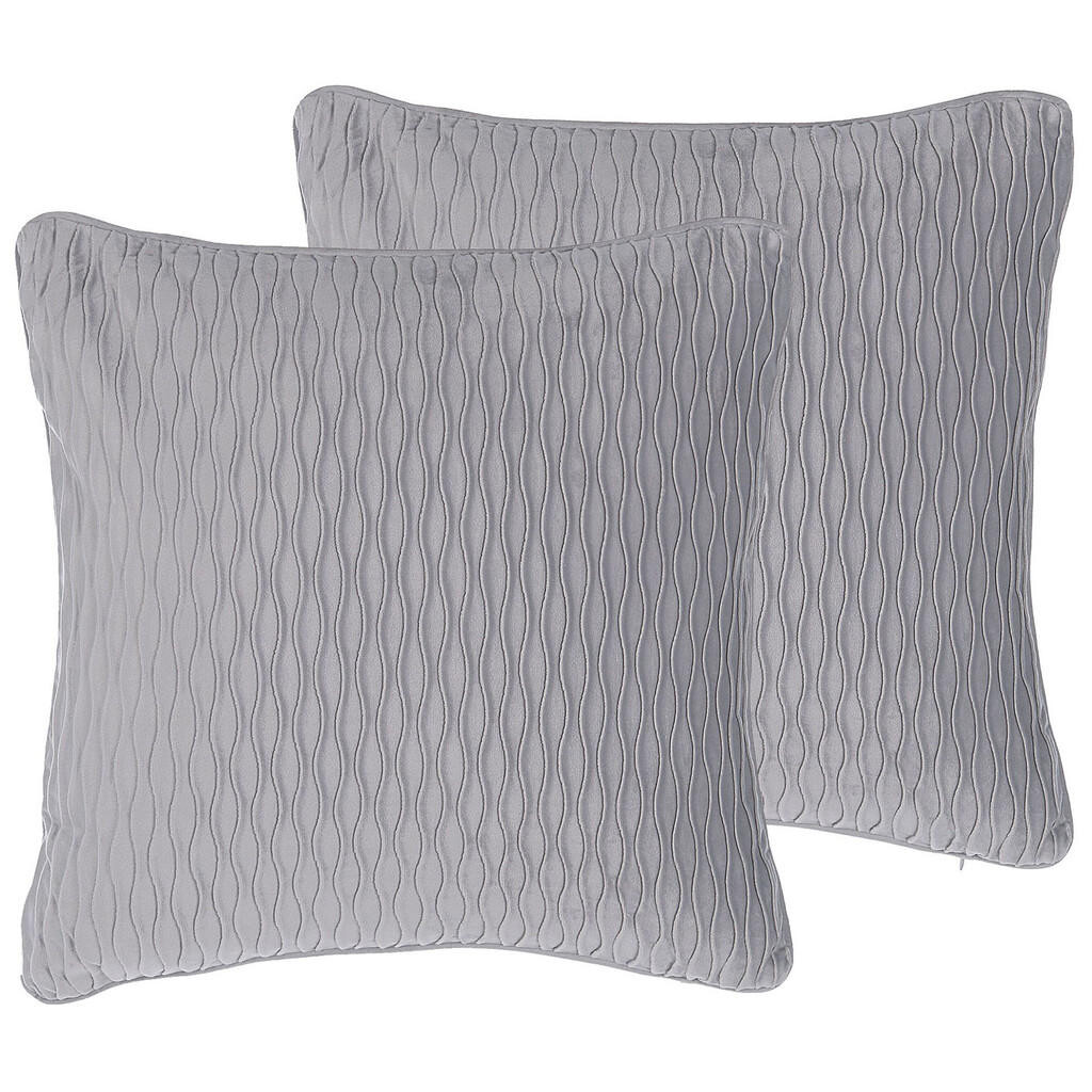 Beliani DEKORATIVNÍ POLŠTÁŘ sada 2 ks Šedý 45/45 cm Motari