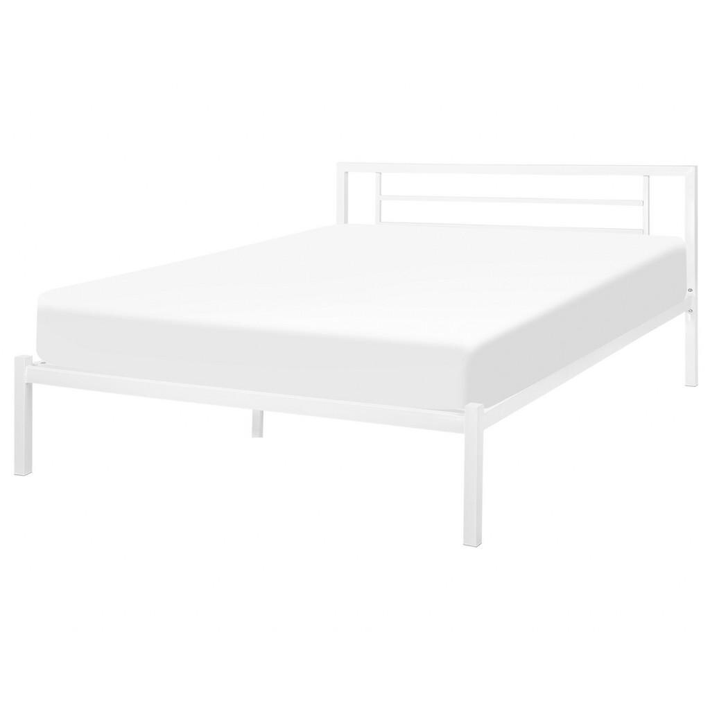 Beliani KOVOVÁ POSTEL 140/200 cm Bílá Cusset