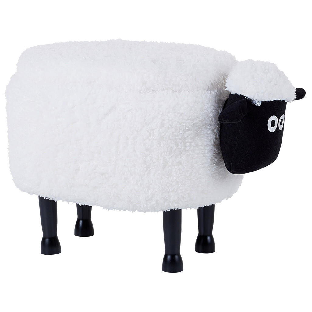 Beliani STOLIČKA VE TVARU ZVÍŘÁTKA Bílá Sheep 35/55/40 cm