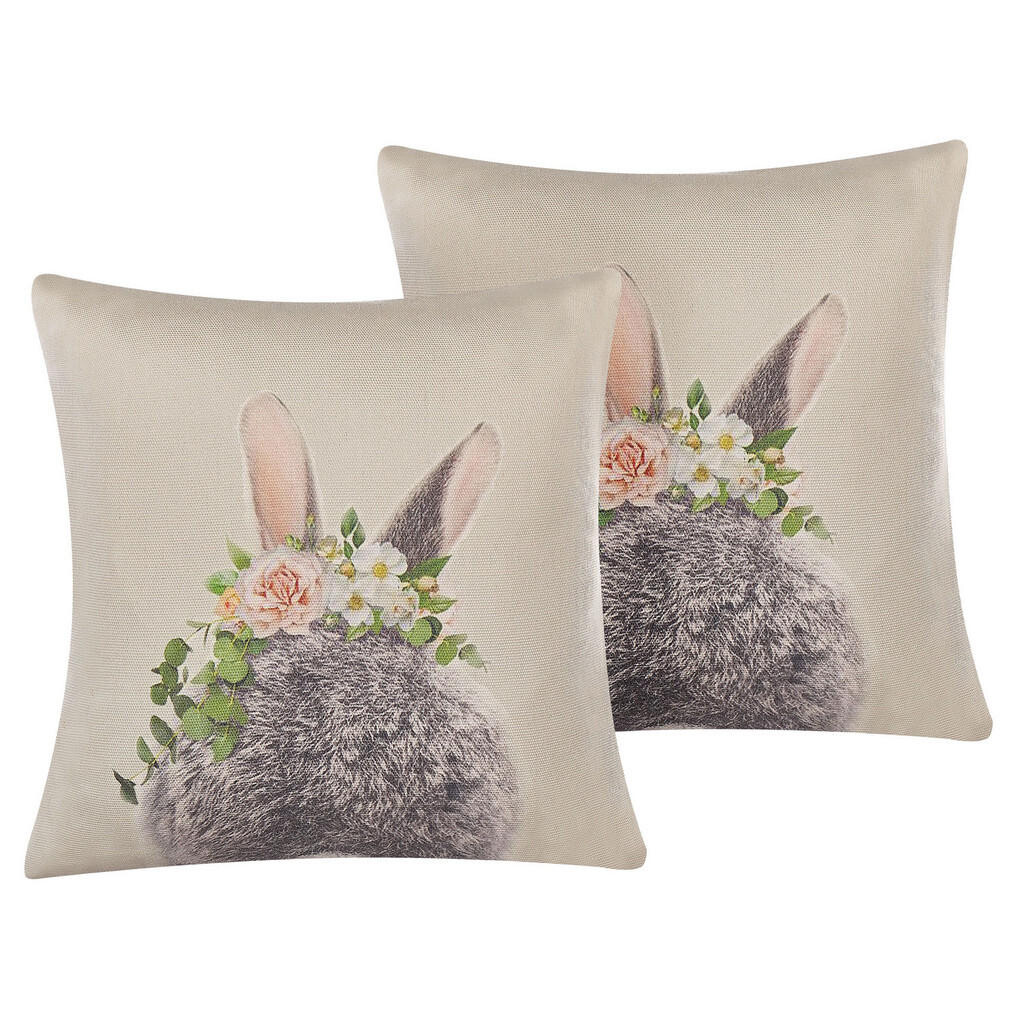 Beliani DEKORATIVNÍ POLŠTÁŘ sada 2 ks Taupe 45/45 cm Fatsia