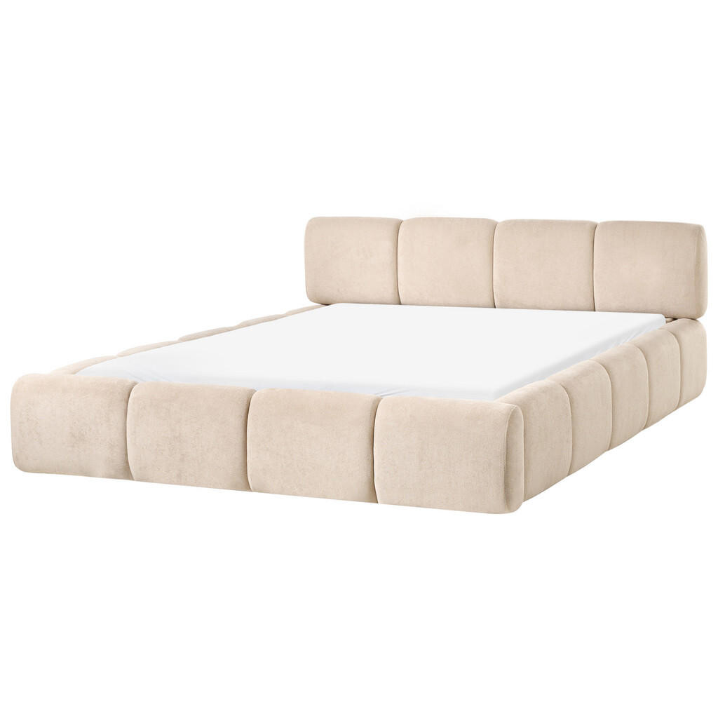 Beliani POSTEL s roštem 160/200 cm Látka Taupe Orville