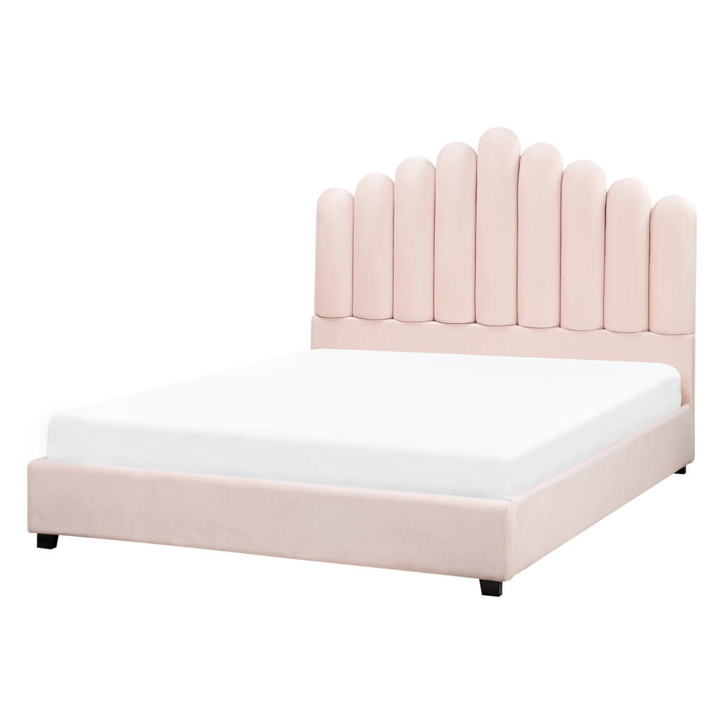 Beliani POSTEL s roštem 140/200 cm Pastelově růžová Vincennes