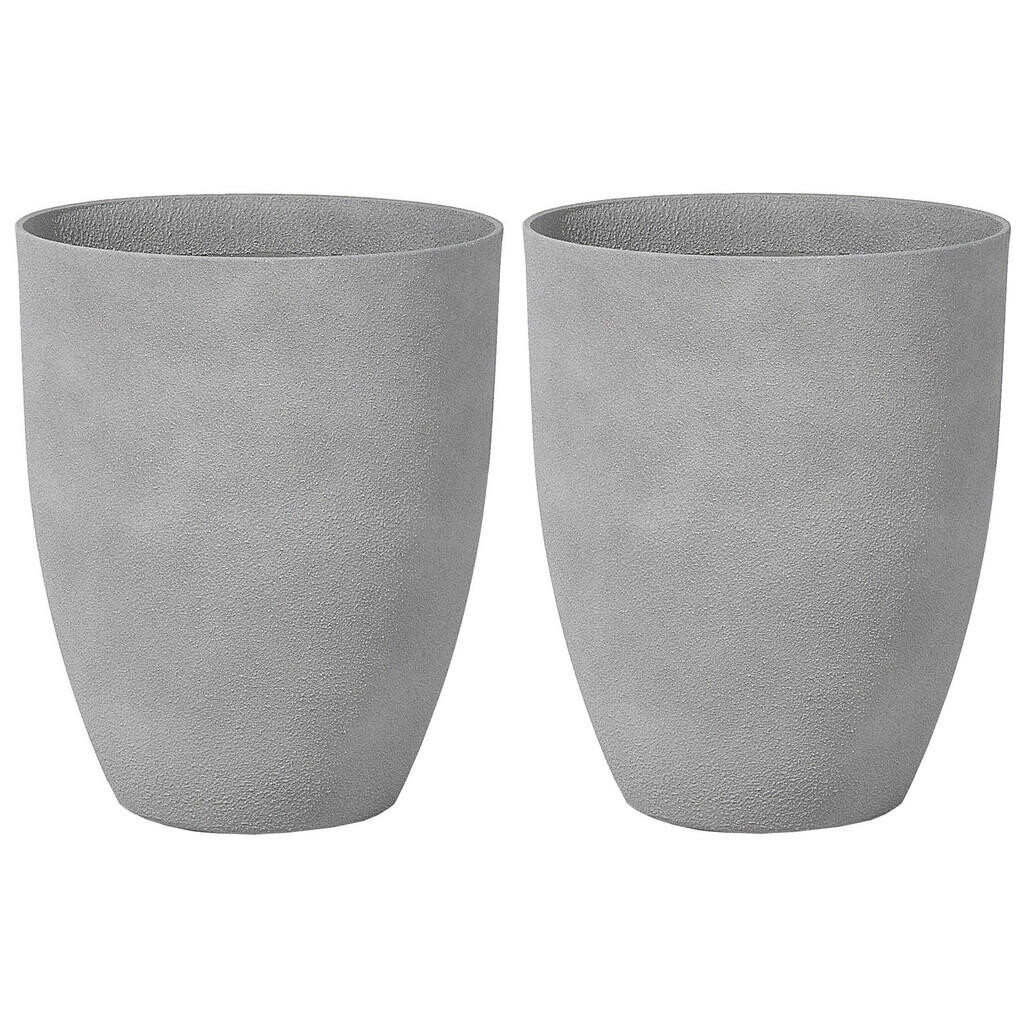 Beliani KVĚTINÁČ sada 2 ks světle šedý kulatý 43/43/52 cm Croton