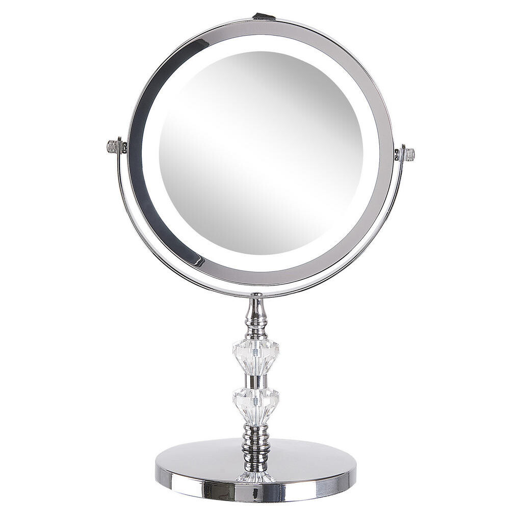 Beliani KOSMETICKÉ ZRCADLO stříbrné s LED osvětlením 20 cm Laon