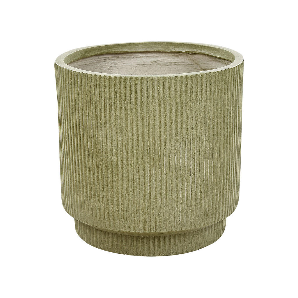 Beliani KVĚTINÁČ olivově zelený kulatý 37/37/37 cm Daria