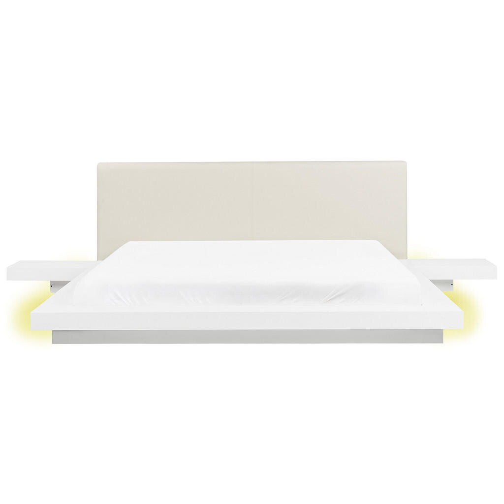 Beliani POSTEL s LED 180x200 cm Bílá Zen