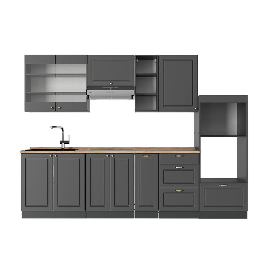 Vicco KUCHYŇSKÝ KOUT Fame-Line Anthrazit-Gold Landhaus 280 cm , PD Dub