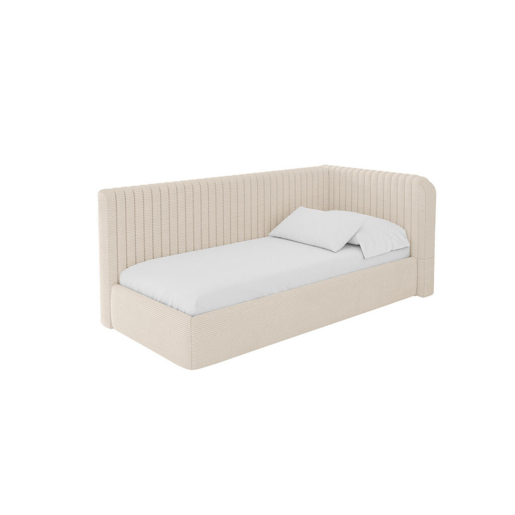 ALTDECOR JEDNOLŮŽKOVÁ POSTEL pro mládež s úložným prostorem, vlevo - AURY 90x200 béžová