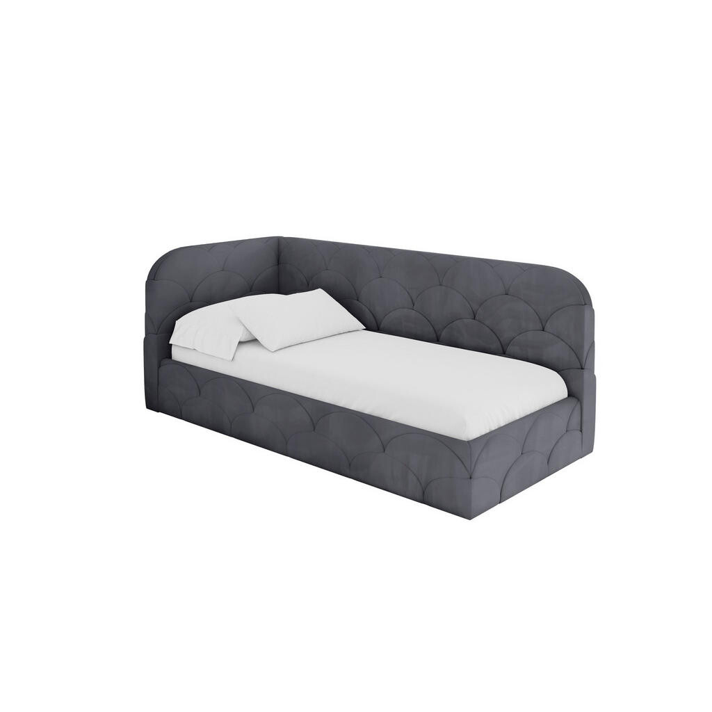 ALTDECOR JEDNOLŮŽKOVÁ POSTEL pro mládež s úložným prostorem a matrací H3/H4, vpravo - ELRY 100x200 tmavě šedá