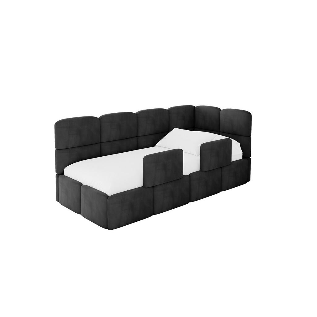 ALTDECOR JEDNOLŮŽKOVÁ POSTEL pro mládež s úložným prostorem a matrací H3/H4, vlevo - KIVY 80x200 černá