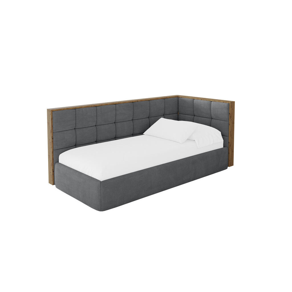 ALTDECOR JEDNOLŮŽKOVÁ POSTEL pro mládež s úložným prostorem, vlevo - SOVY 90x200 tmavě šedá