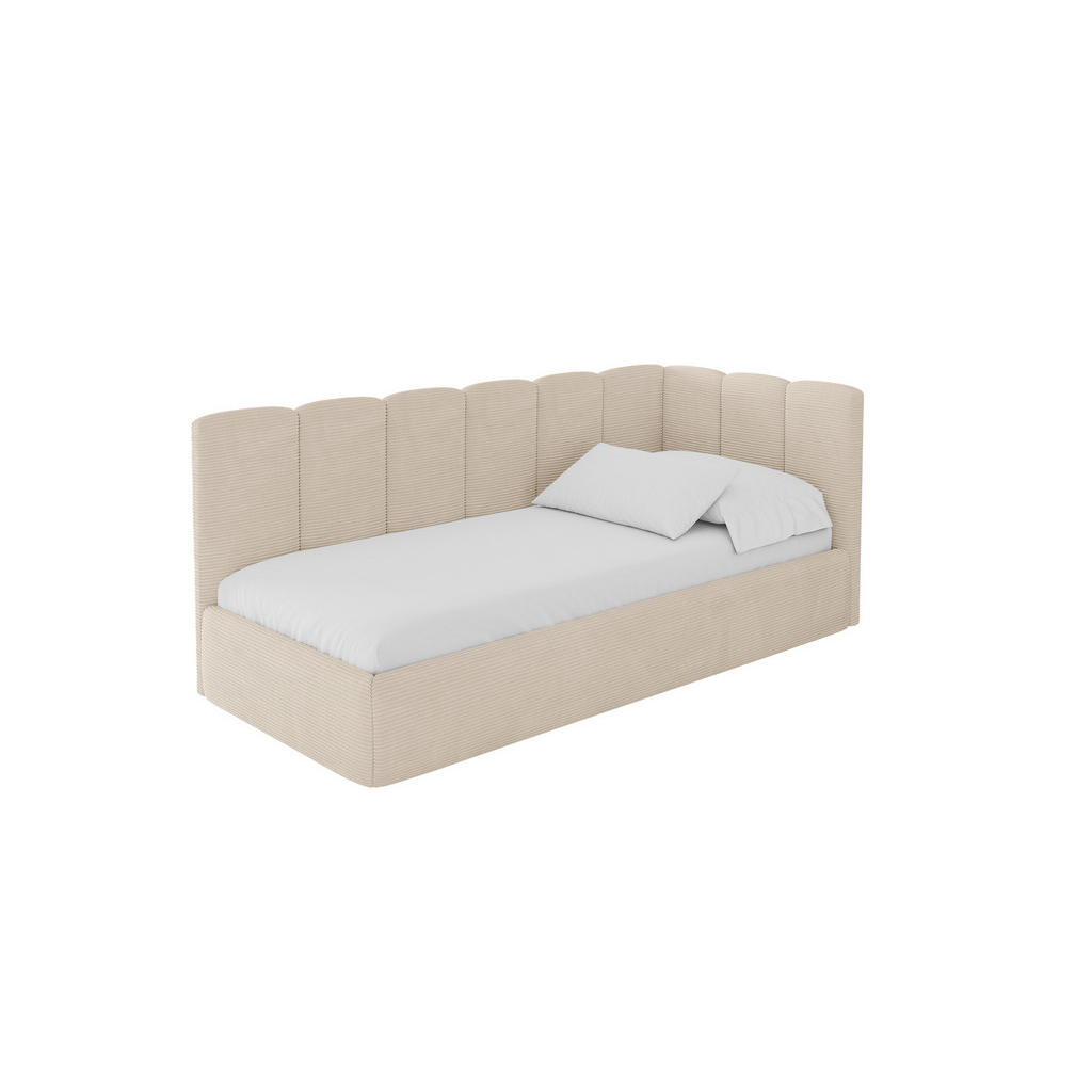 ALTDECOR JEDNOLŮŽKOVÁ POSTEL pro mládež s úložným prostorem a matrací H3/H4, vlevo - DEXY 90x200 béžová