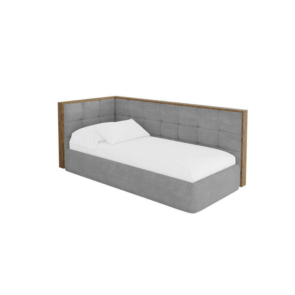 ALTDECOR JEDNOLŮŽKOVÁ POSTEL pro mládež s úložným prostorem, vpravo - SOVY 100x200 šedá