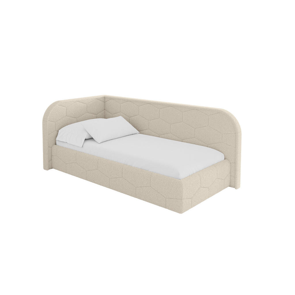 ALTDECOR JEDNOLŮŽKOVÁ POSTEL pro mládež s úložným prostorem a matrací H3/H4, vpravo - JAXY 80x200 tmavě béžová