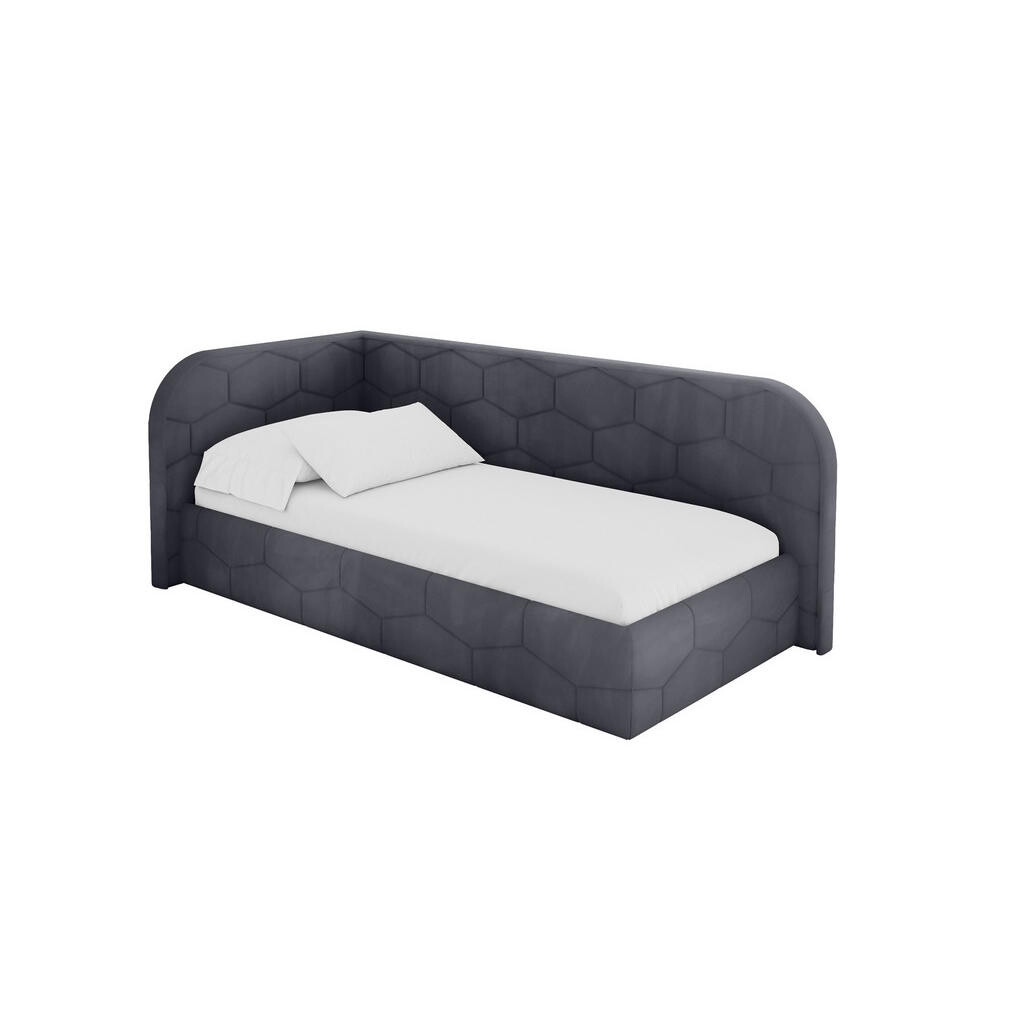 ALTDECOR JEDNOLŮŽKOVÁ POSTEL pro mládež s úložným prostorem a matrací H3/H4, vpravo - JAXY 100x200 tmavě šedá
