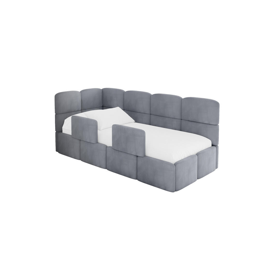 ALTDECOR JEDNOLŮŽKOVÁ POSTEL pro mládež s úložným prostorem a matrací H3/H4, vpravo - KIVY 80x200 šedá