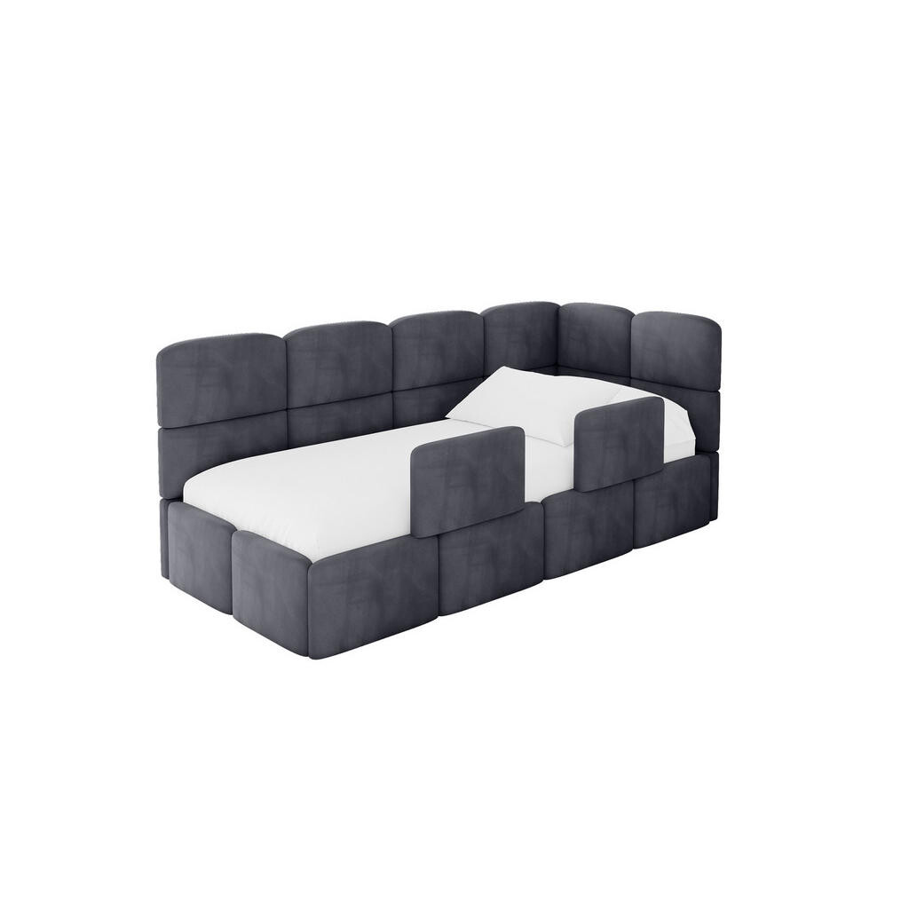 ALTDECOR JEDNOLŮŽKOVÁ POSTEL pro mládež s úložným prostorem a matrací H3/H4, vlevo - KIVY 100x200 tmavě šedá