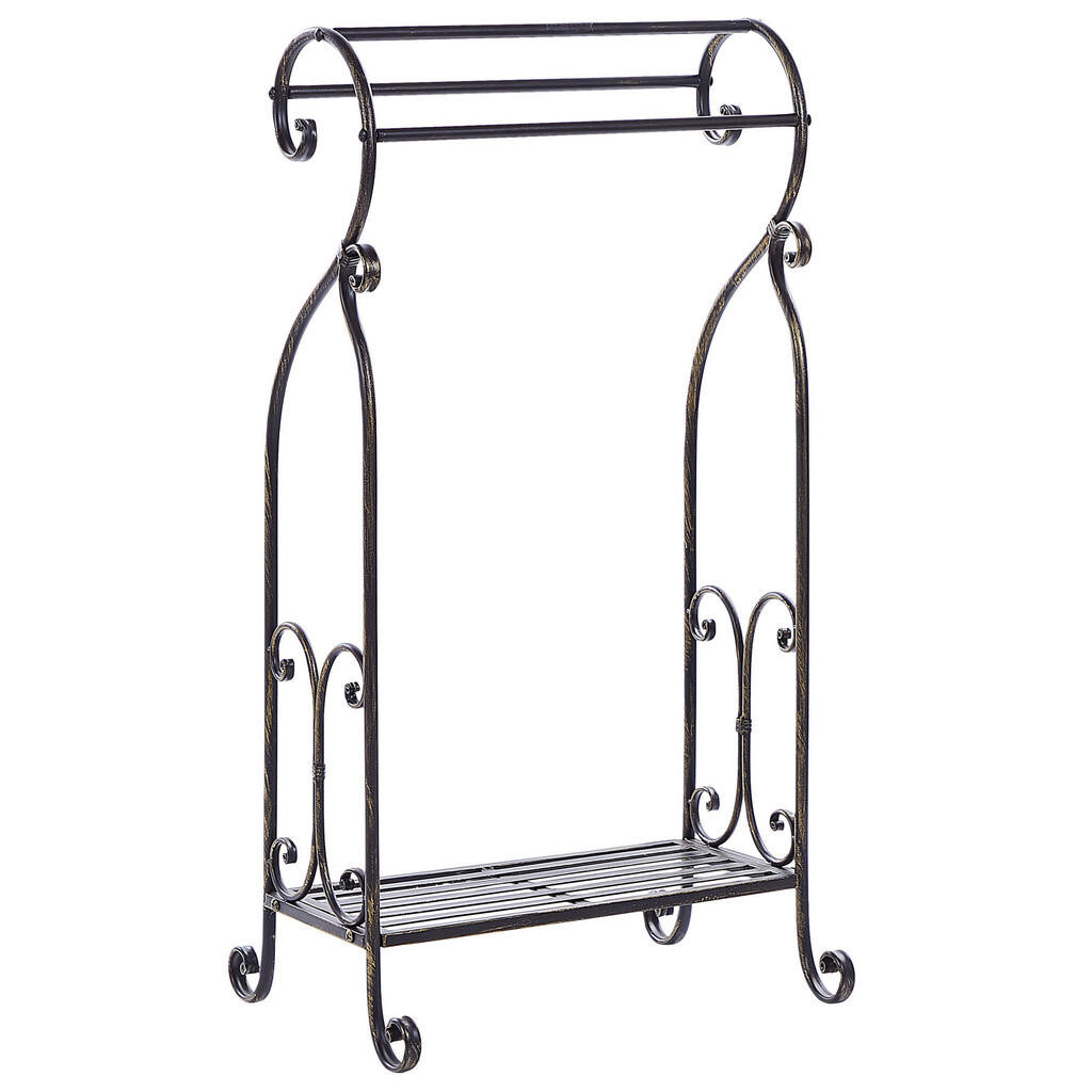 Beliani STOJAN NA RUČNÍKY Antik Look černý 49 x 91 cm Linares