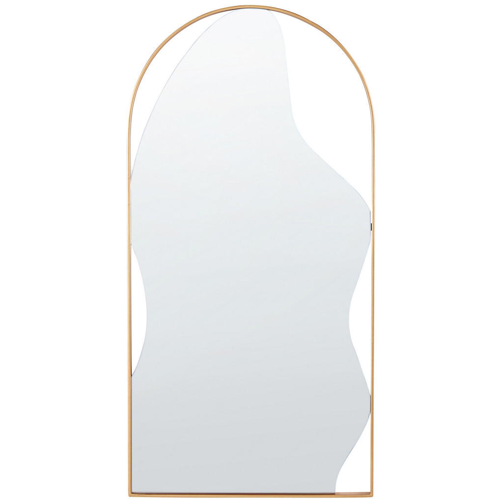 Beliani NÁSTĚNNÉ ZRCADLO Kov zlaté oválné 41/81 cm Colombier