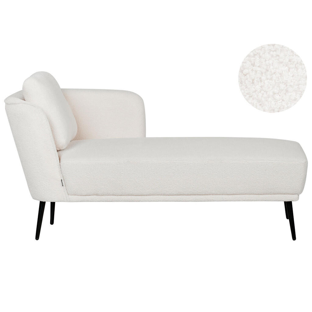 Beliani ČALOUNĚNÉ LEHÁTKO CHAISE LONGUE LEVOSTRANNÉ Bouclé Krémově bílé Artheze