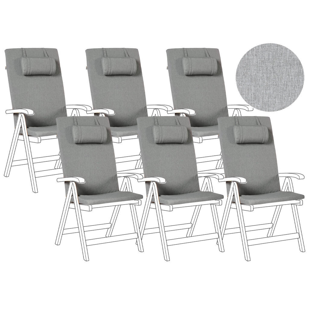 Beliani VENKOVNÍ sedací polštář sada 6 ks Šedý melírovaný 50/45 cm Java/Amantea Premium