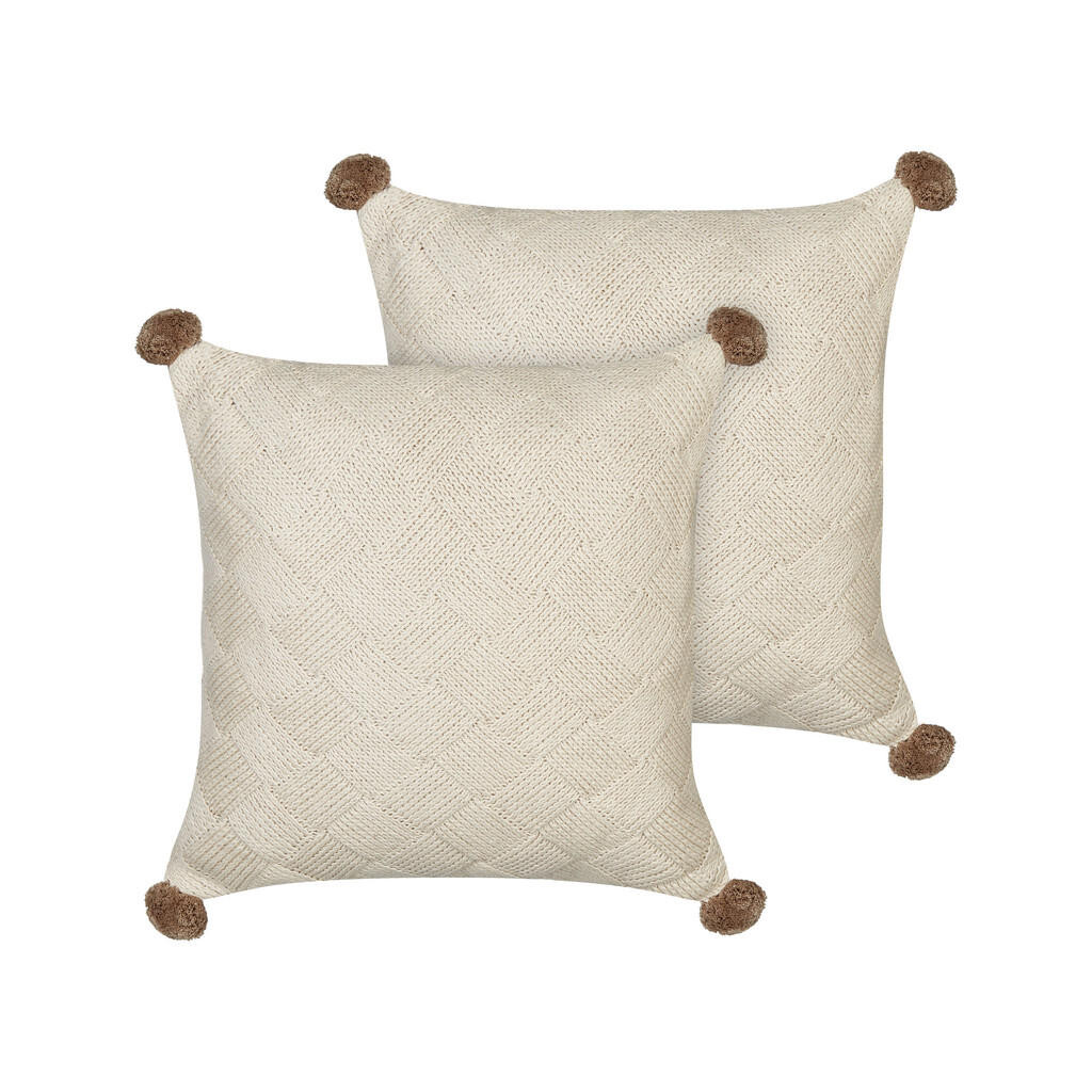 Beliani DEKORATIVNÍ polštář sada 2 ks Béžový 45/45 cm Oberonia
