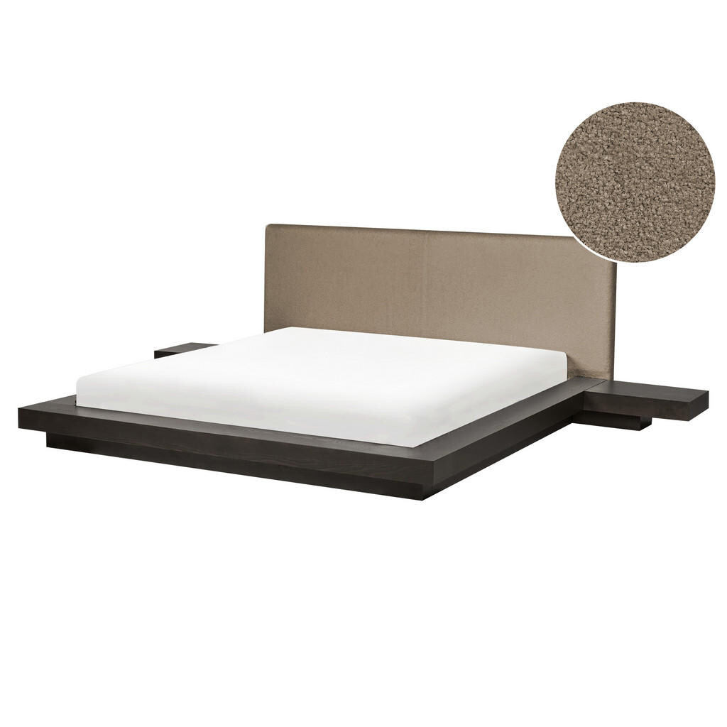 Beliani POSTEL s roštem 160/200 cm MDF deska Tmavě hnědá Zen