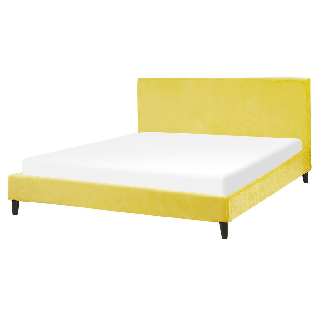 Beliani ČALOUNĚNÁ POSTEL 160/200 cm Žlutá Fitou