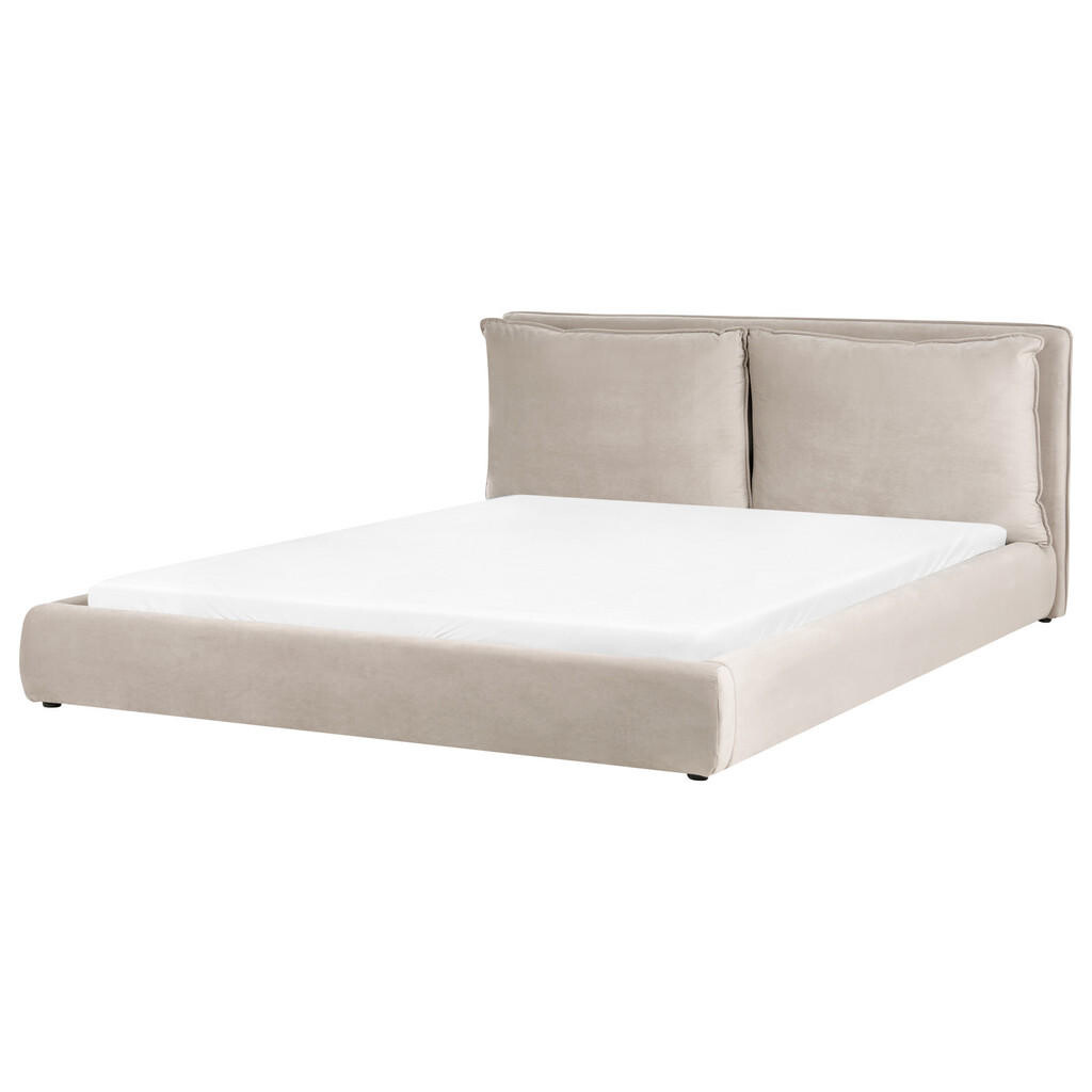 Beliani POSTEL s roštem 180/200 cm Sametová látka Taupe Bajonna