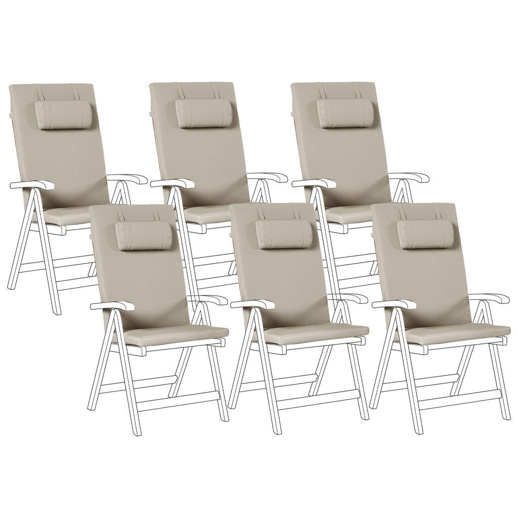 Beliani VENKOVNÍ sedací polštář sada 6 ks Taupe 50/45 cm Java/Amantea Premium