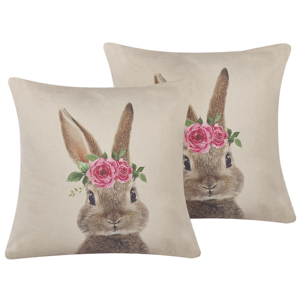 Beliani DEKORATIVNÍ POLŠTÁŘ sada 2 ks Taupe 45/45 cm Tulipa