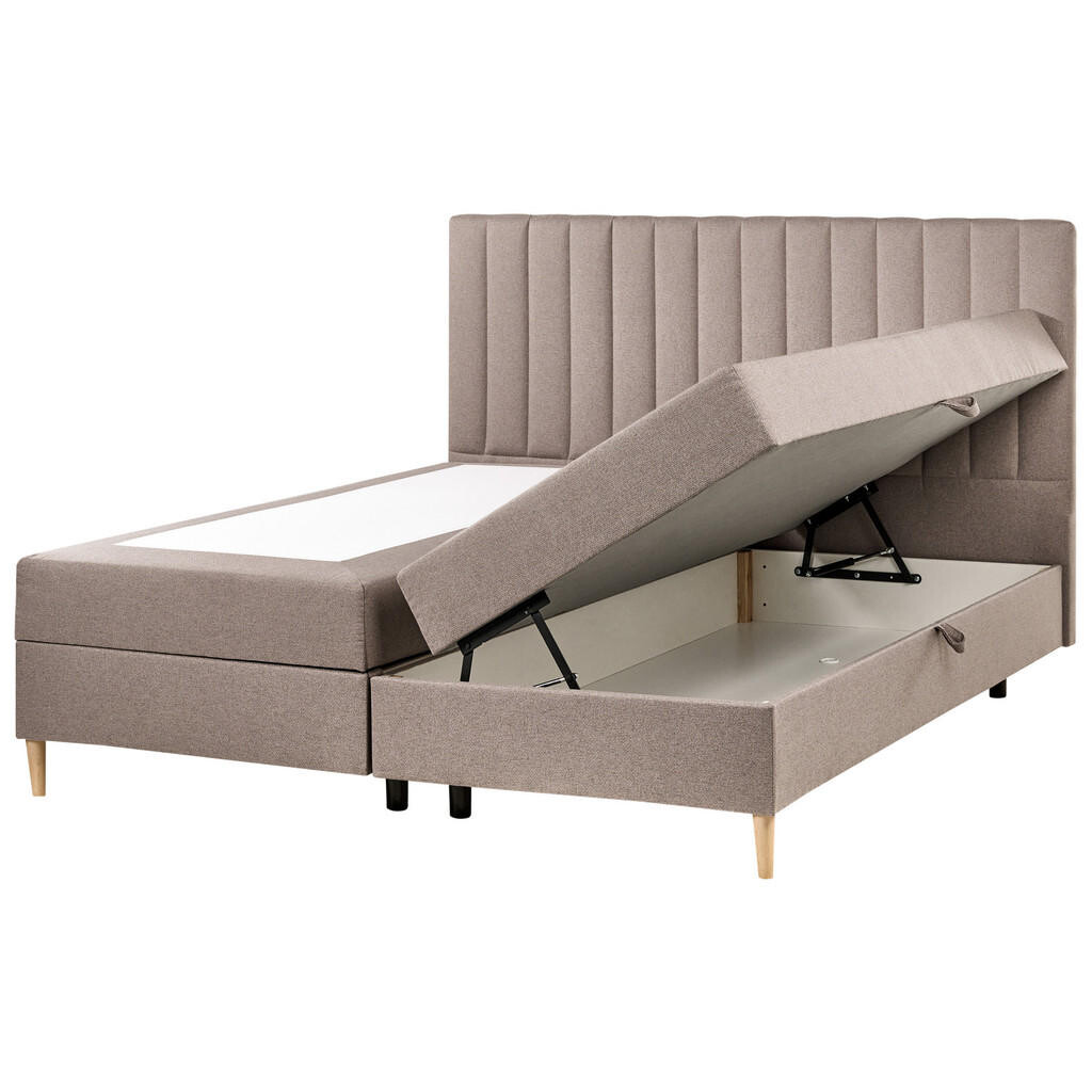Beliani BOXSPRINGOVÁ POSTEL s úložným prostorem 180/200 cm Látka Taupe Officer