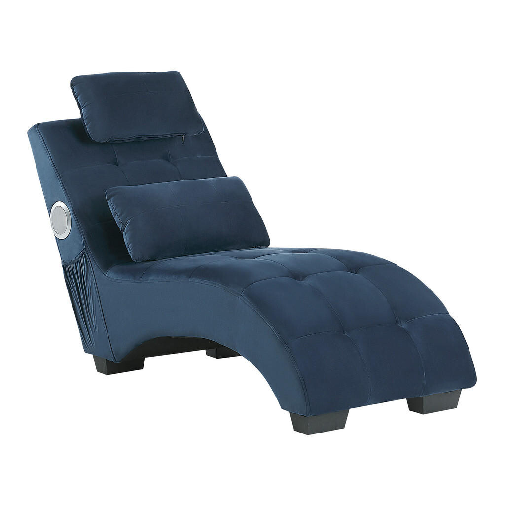 Beliani ČALOUNĚNÉ LEHÁTKO CHAISE LONGUE Sametová látka Modré Simorre